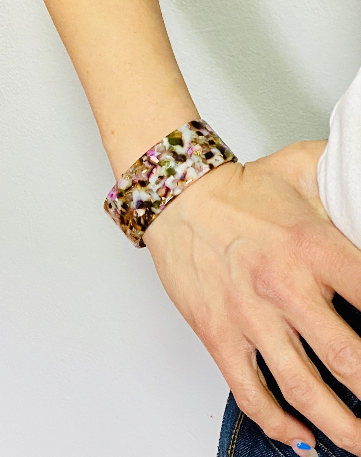 Tan and Pink Cuffed Bracelet