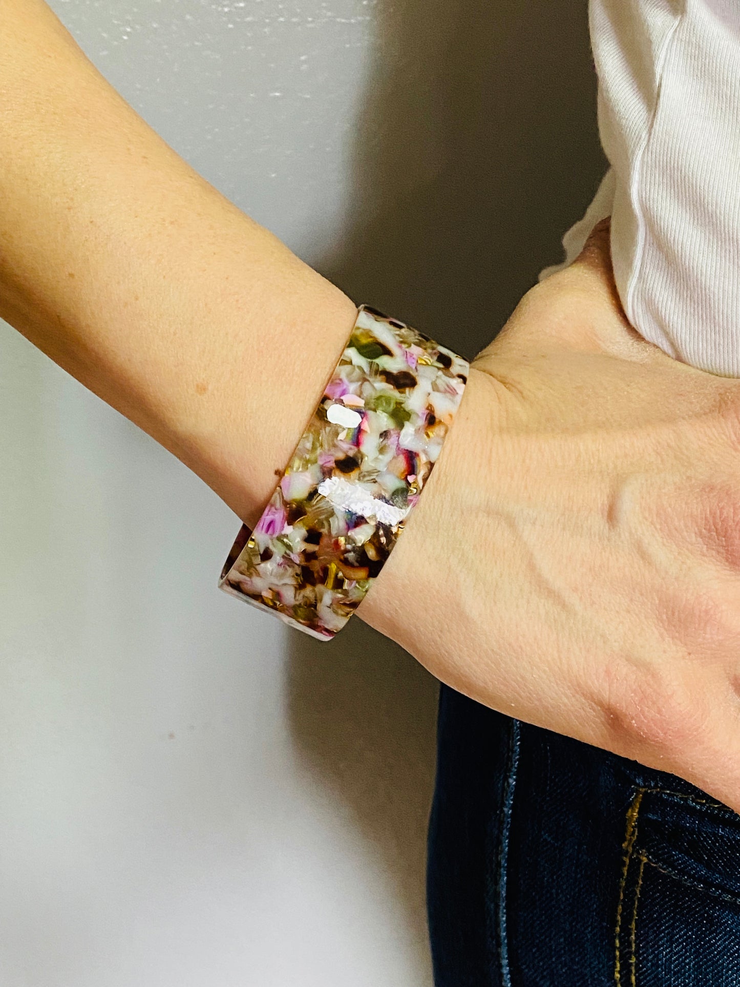 Tan and Pink Cuffed Bracelet