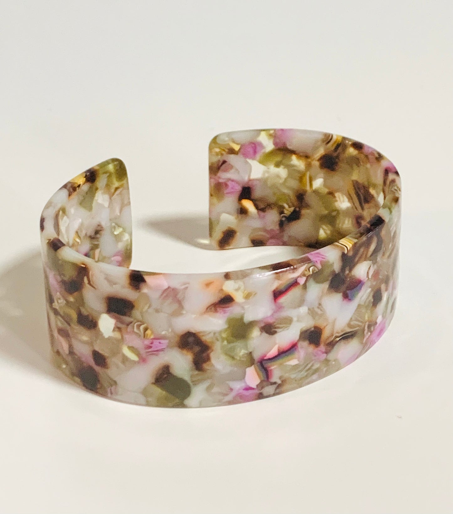 Tan and Pink Cuffed Bracelet