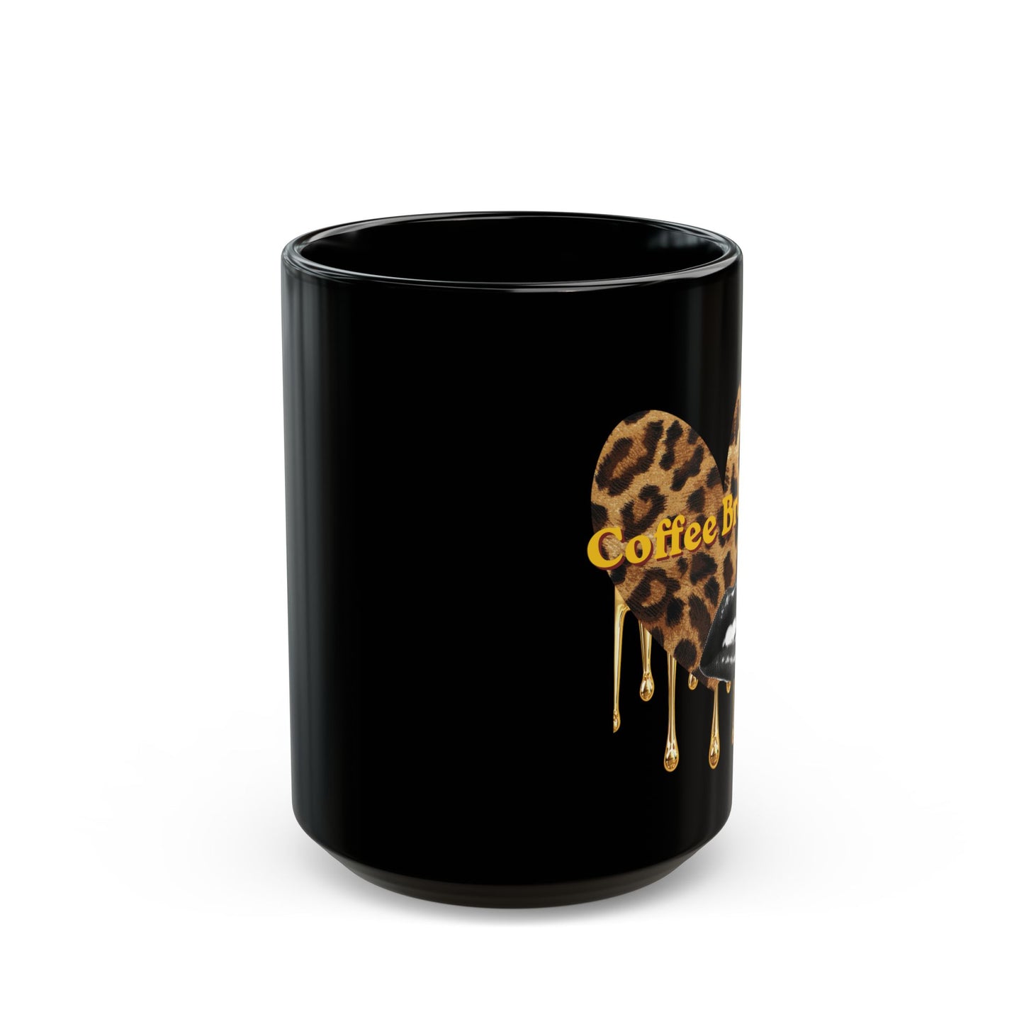 Coffee Break Leopard Drip Black Mug – Stylish 11oz/15oz Ceramic Cup