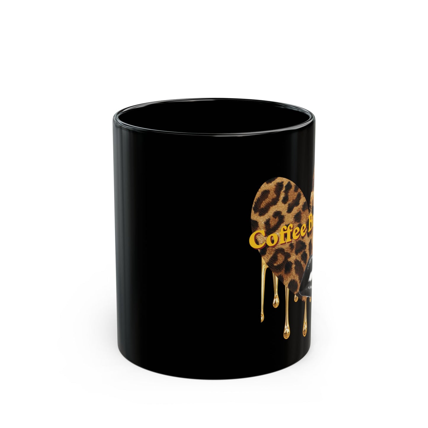 Coffee Break Leopard Drip Black Mug – Stylish 11oz/15oz Ceramic Cup