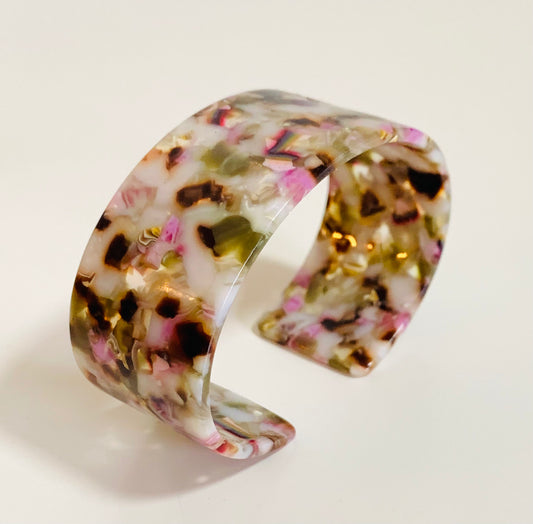 Tan and Pink Cuffed Bracelet